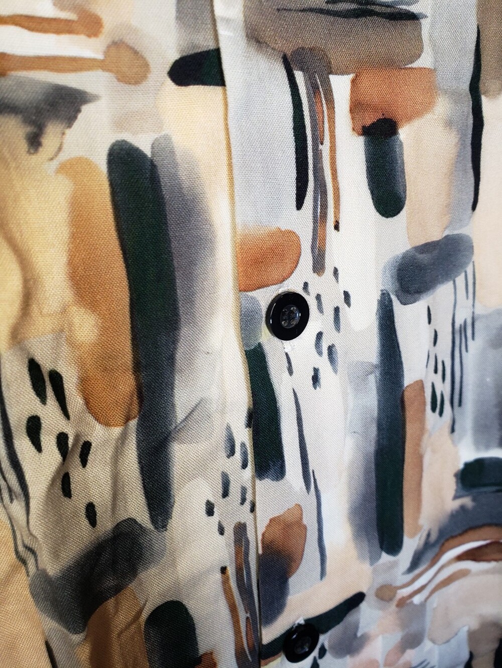 Above Man Shirt Mens Large L Abstract Paint Stroke Short Sleeve Button Up - Picture 6 of 15